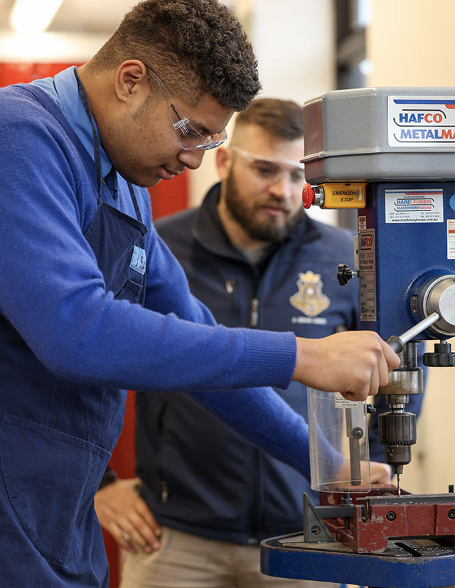 Patrician Brothers Catholic College Blacktown student learning woodwork