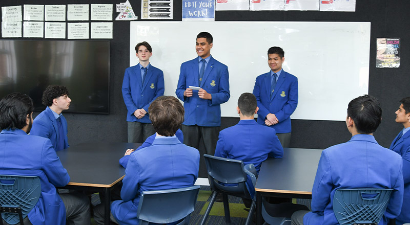 Patrician Brothers Catholic College Blacktown student practicing public speaking