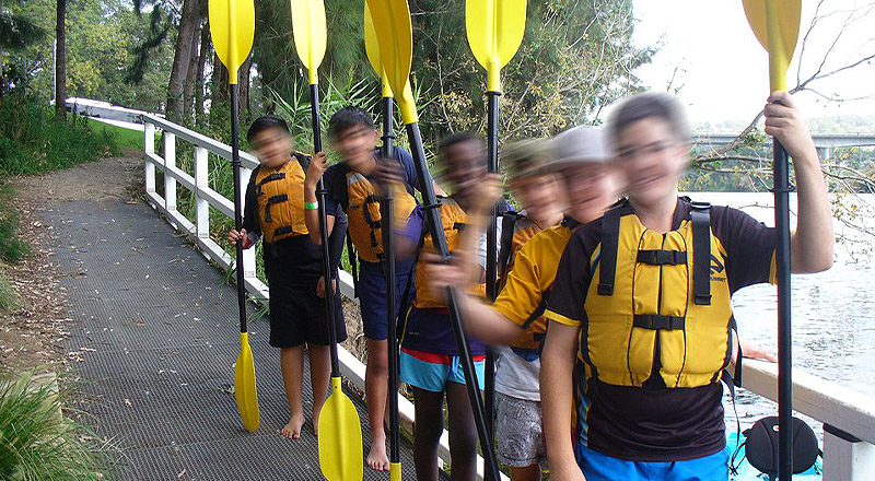 Patrician Brothers Catholic College Blacktown students learning how to canoe