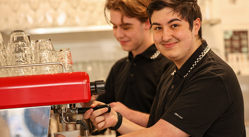 Patrician Brothers Catholic College Blacktown students using coffee machine