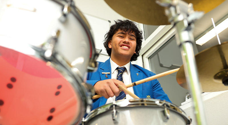 Patrician Brothers Catholic College Blacktown student playing drums