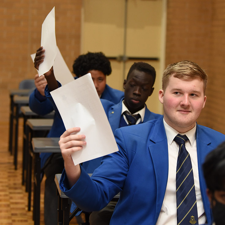 Patrician Brothers Catholic College Blacktown students handing up completed exams