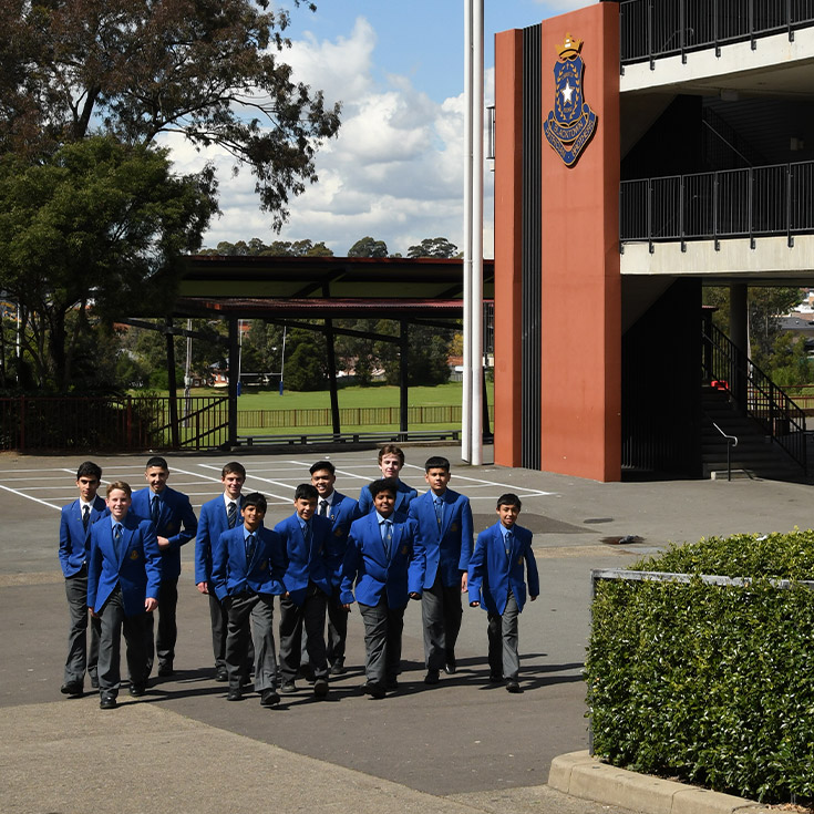Patrician Brothers Catholic College Blacktown students walking on campus