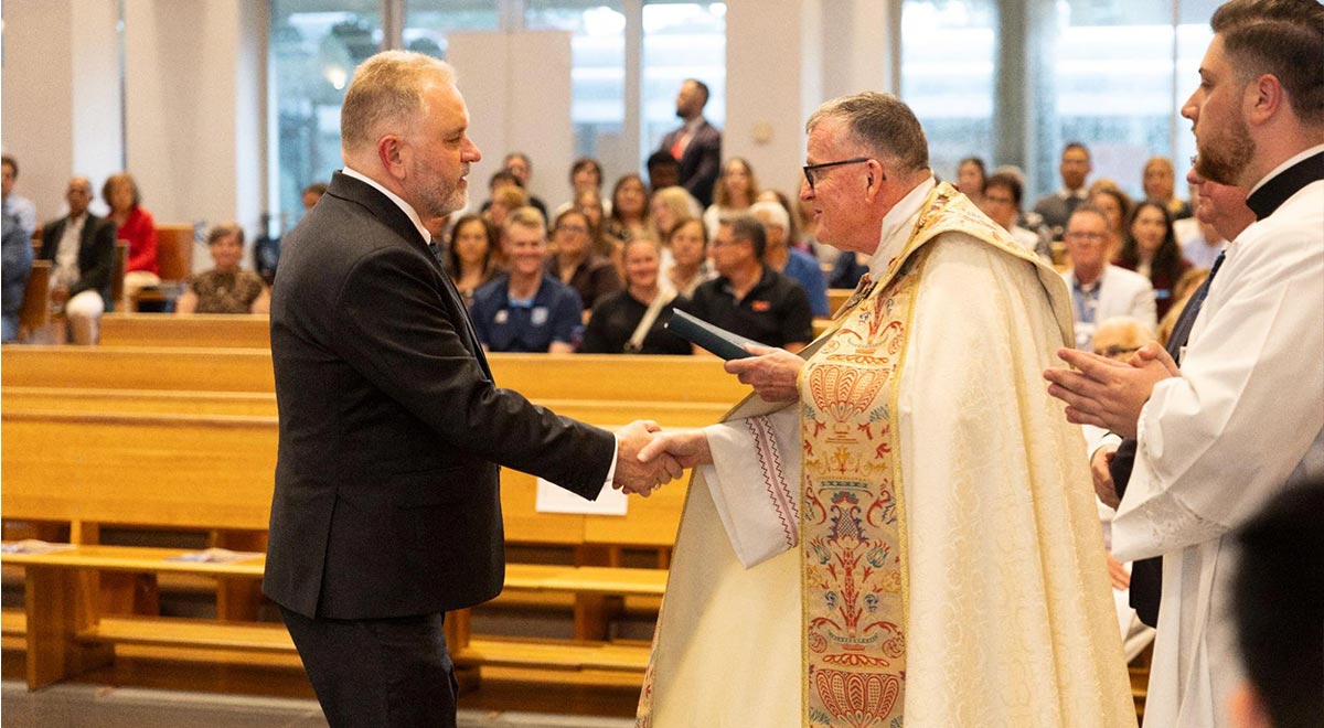 Chris Browne, commissioned as the Principal of Patrician Brothers Blacktown